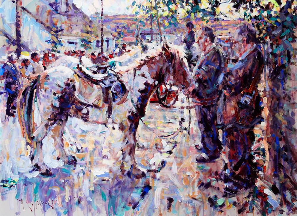 WAITING FOR A PUNTER (STUDY TALLOW HORSE FAIR) by Arthur K. Maderson (b.1942) at Whyte's Auctions