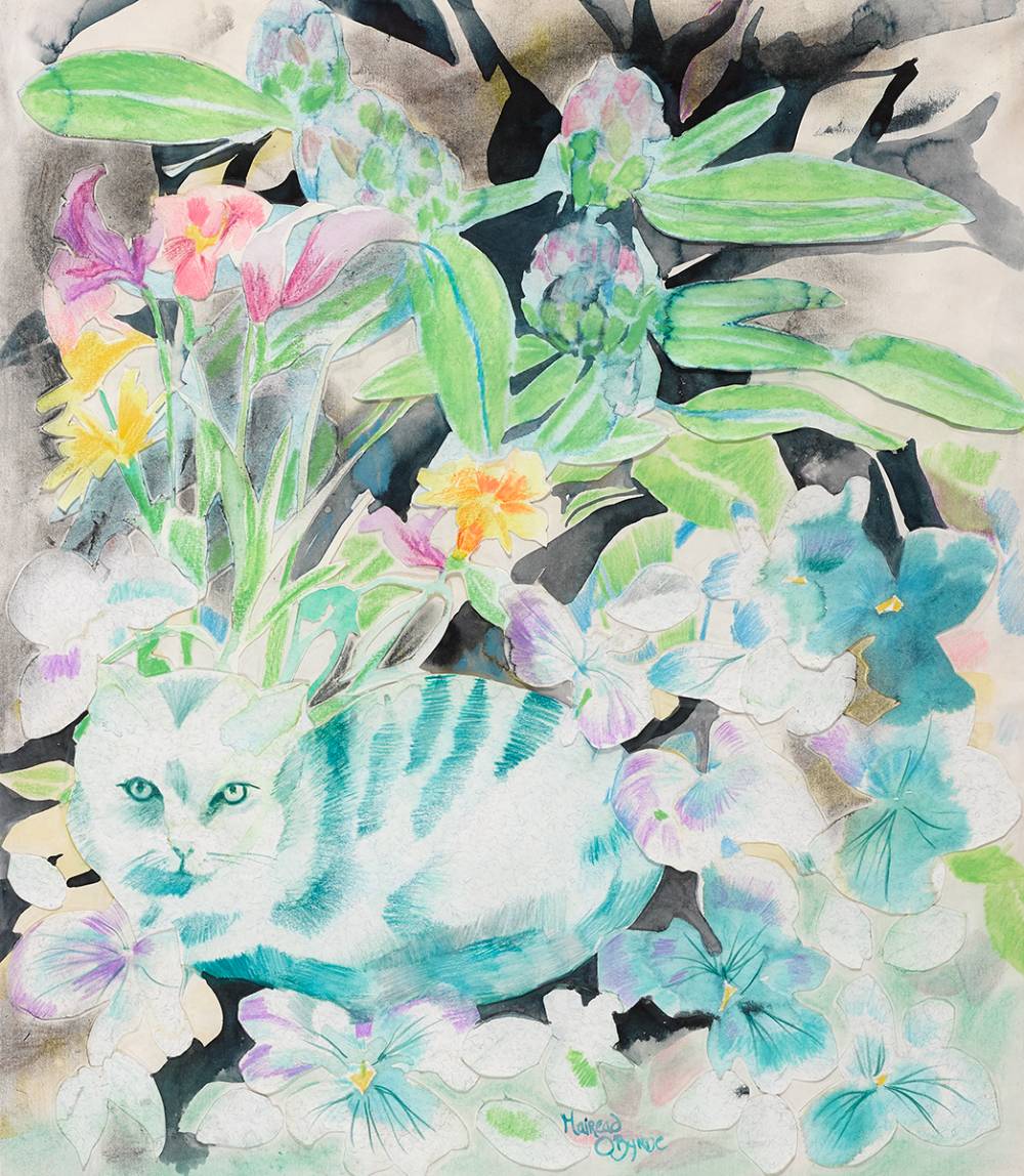 CAT IN THE GARDEN by Mairead O'Byrne  at Whyte's Auctions