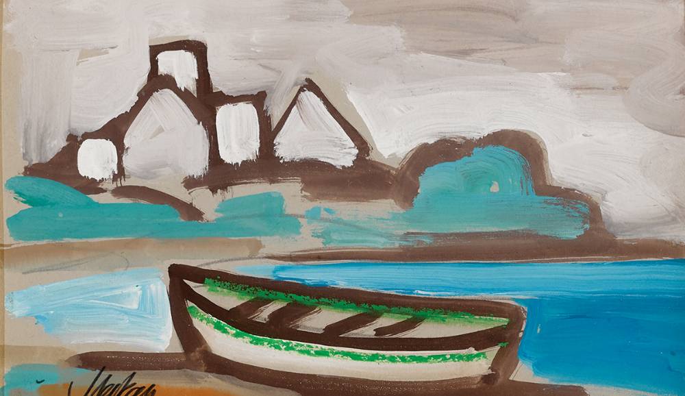 COASTAL SCENE WITH ROWBOAT by Markey Robinson (1918-1999) at Whyte's Auctions