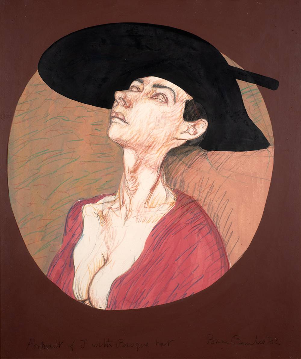 PORTRAIT OF J WITH BASQUE HAT, 1982 by Brian Bourke HRHA (b.1936) at Whyte's Auctions