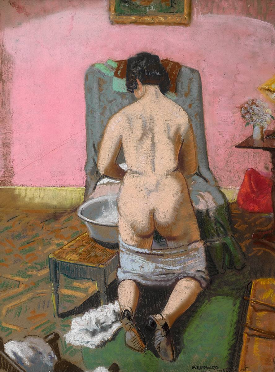 QUICK WASH BY THE FIRE, DOLLYMOUNT, DUBLIN, 1953 by Patrick Leonard HRHA (1918-2005) at Whyte's Auctions