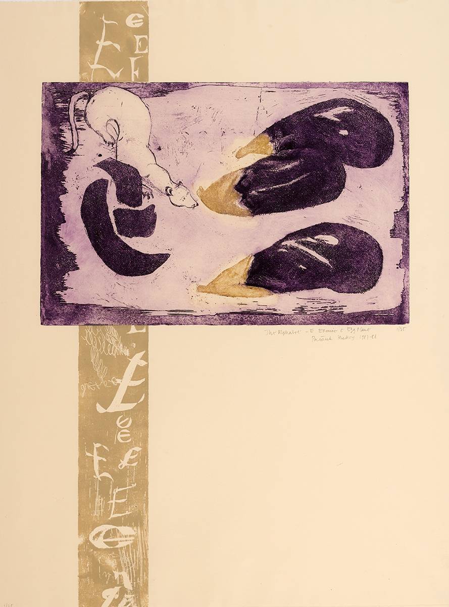 'E' IS FOR ERMINE AND EGGPLANT [ALPHABET SERIES], 1987-88 by Patrick Hickey sold for 210 at Whyte's Auctions