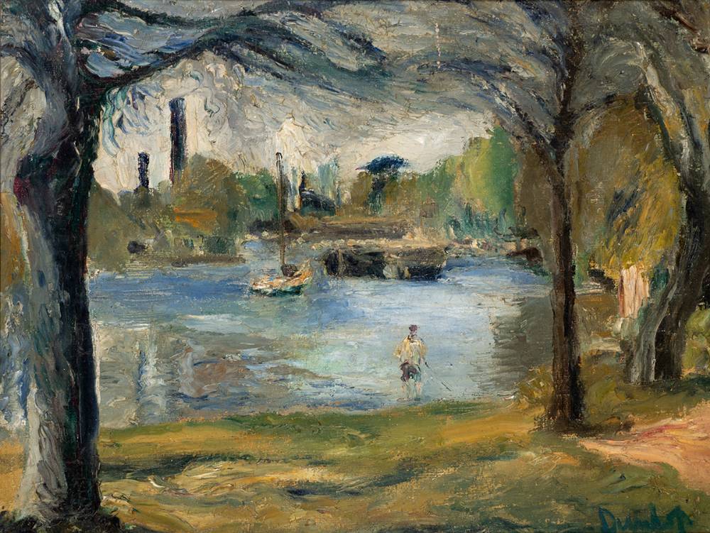 FIGURE AND SAILBOAT by Ronald Ossory Dunlop RA RBA NEAC (1894-1973) at Whyte's Auctions
