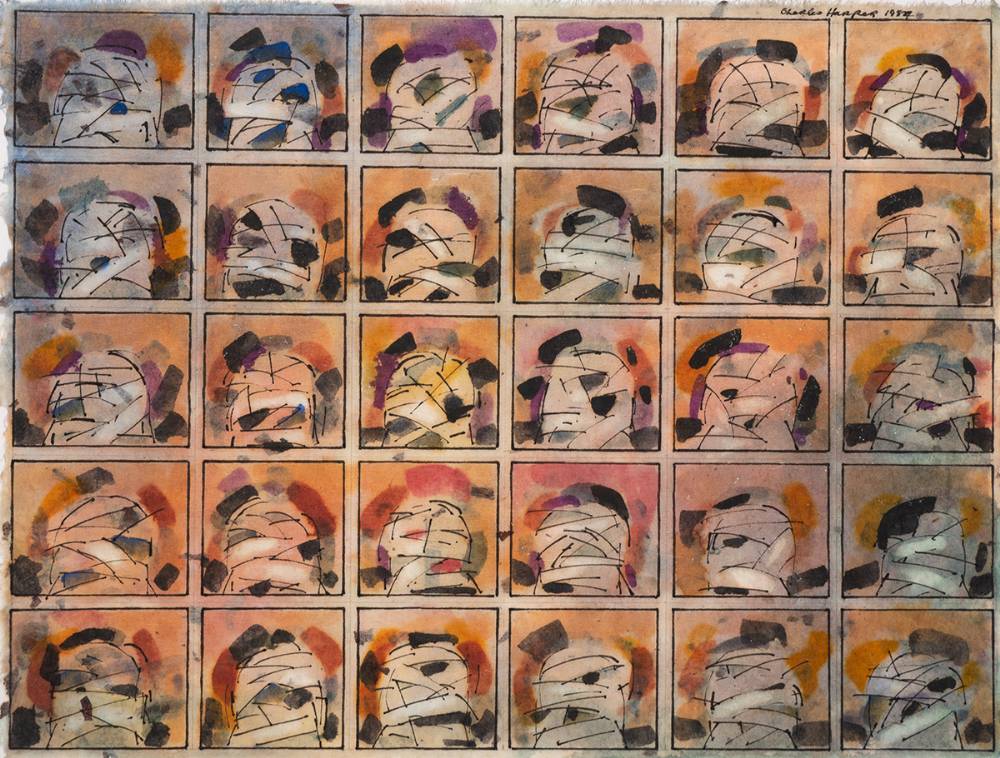 BANDAGED HEADS, 1984 by Charles Harper sold for 580 at Whyte's Auctions