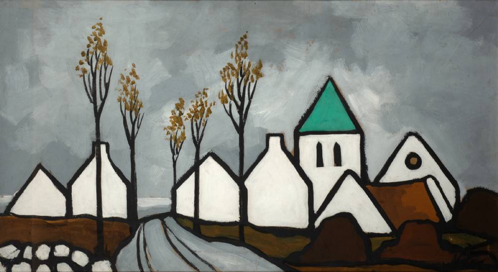 IRISH VILLAGE IN WINTER by Markey Robinson (1918-1999) at Whyte's Auctions