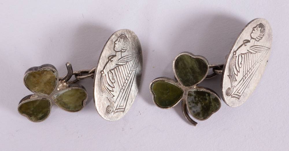 Late 19th Century Nationalist/Home Rule pair of  silver and marble cufflinks. at Whyte's Auctions