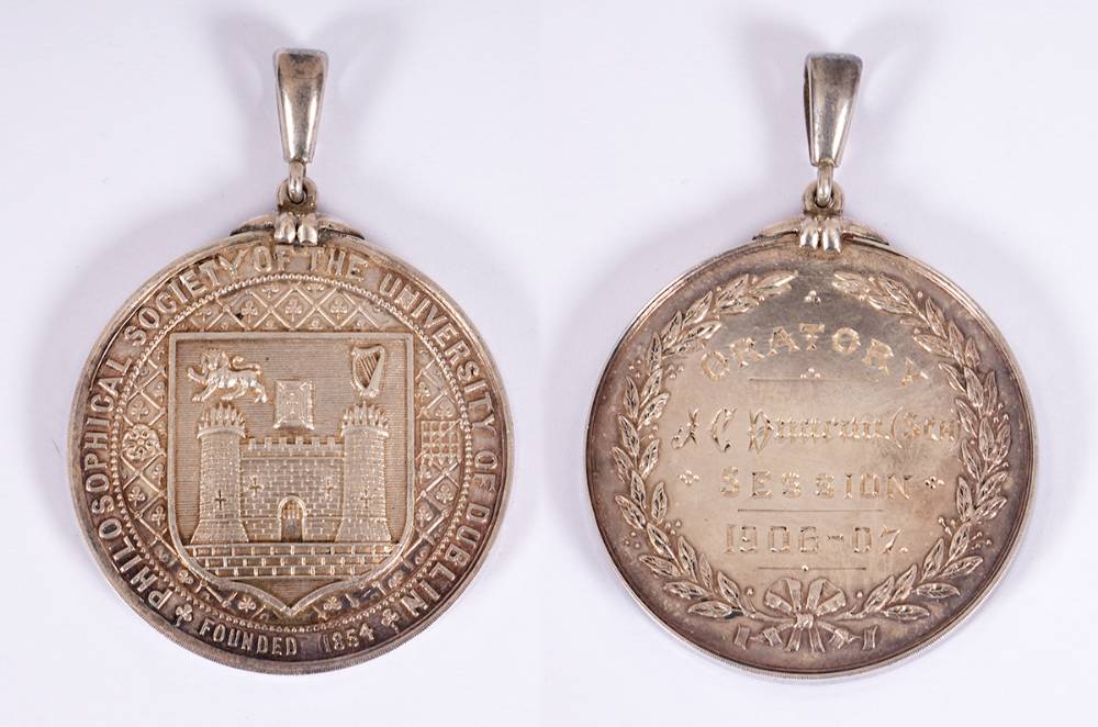 1906-1907 University of Dublin Trinity College silver medal and 1902 Board of Education Ireland bronze medal, at Whyte's Auctions