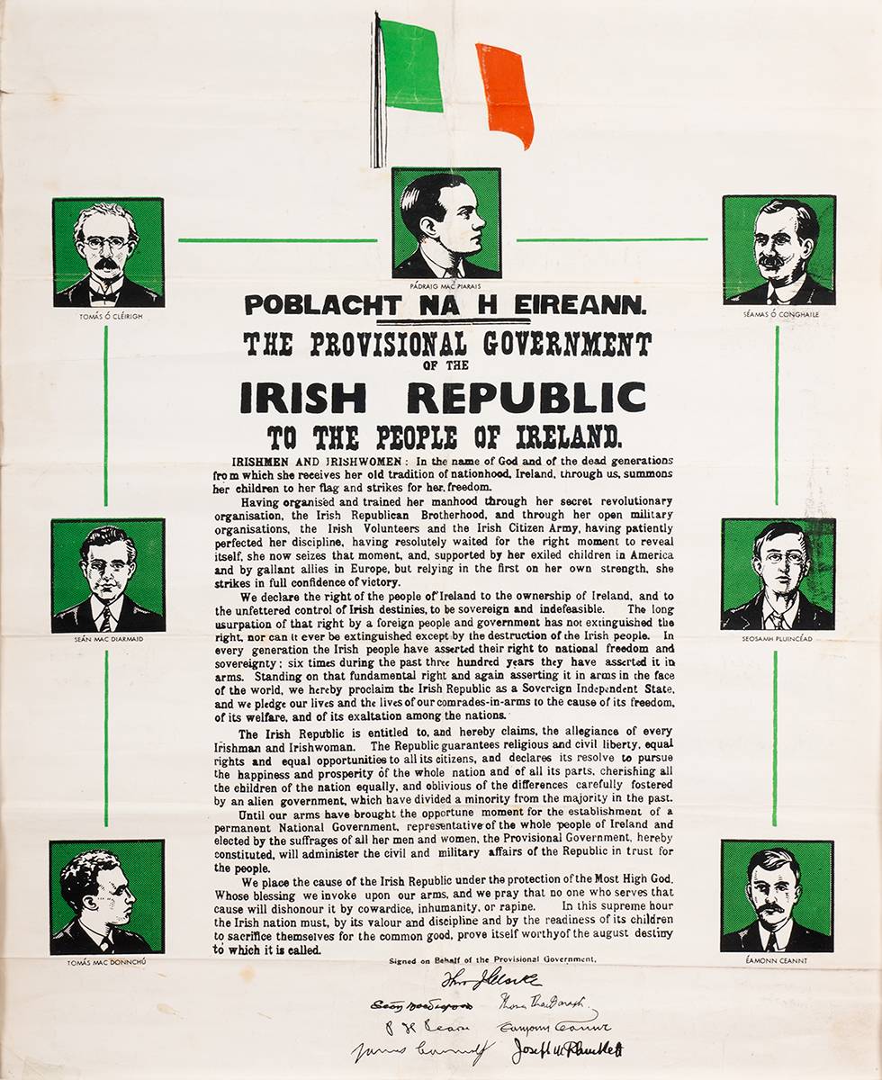 1916 poster of the Proclamation, circa 1966. at Whyte's Auctions