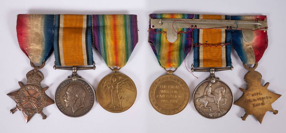 1914-1918 World War I trio of medals to an Irish Guardsman at Whyte's Auctions