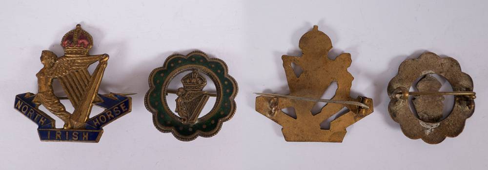 1914-18 North Irish Horse cap badge and Irish regimental sweetheart badge. at Whyte's Auctions
