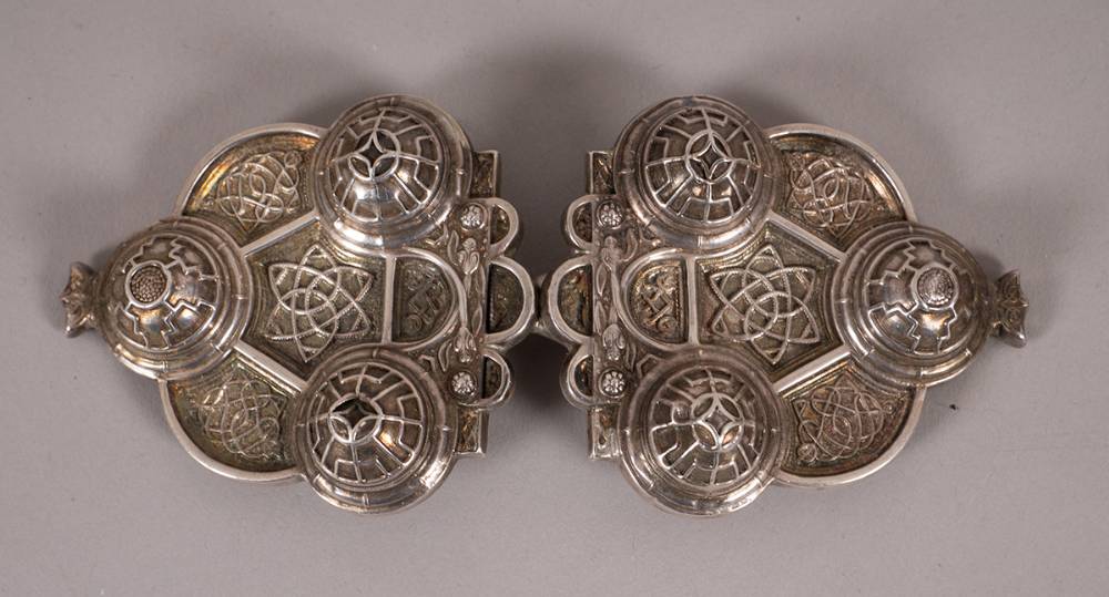 1898 Celtic Revival silver belt buckle. at Whyte's Auctions