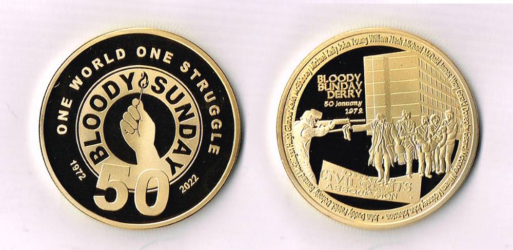 1972-2022 Bloody Sunday and 1981-2021 Bobby Sands and 2018 Martin McGuinness commemorative medals at Whyte's Auctions