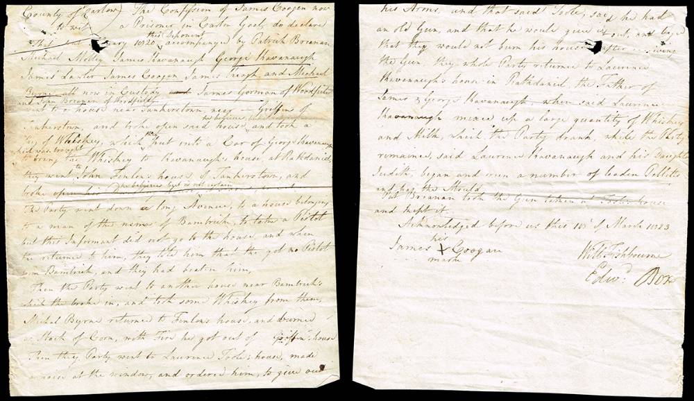 Early 19th century. Intriguing file of documents discovered in Carlow Jail in the 1940s. at Whyte's Auctions