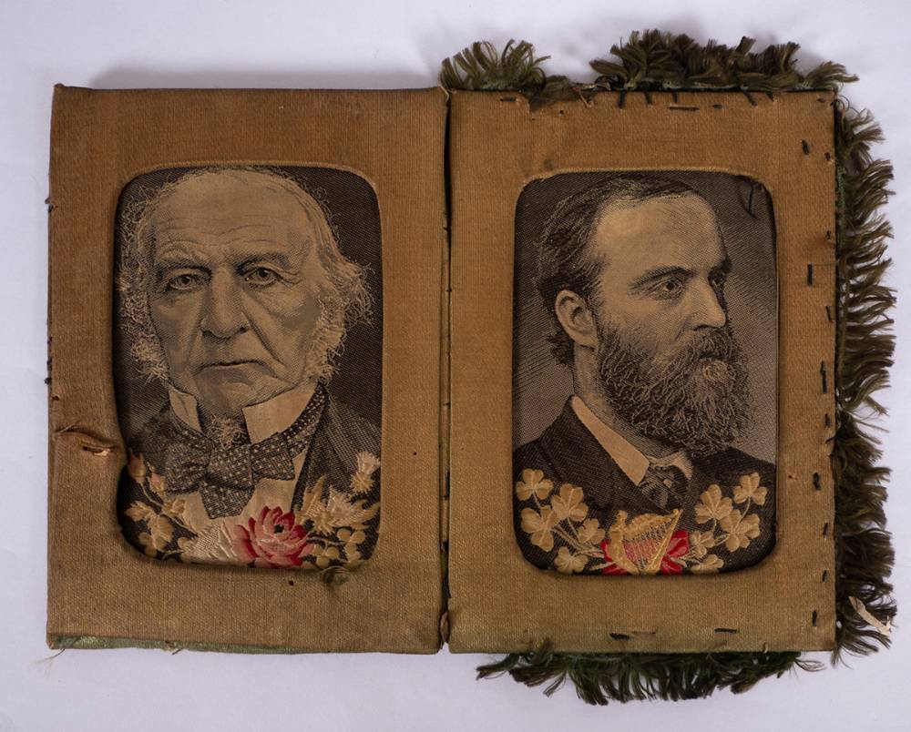 Circa 1890 pair of woven silk portraits of Parnell and Gladstone. at Whyte's Auctions