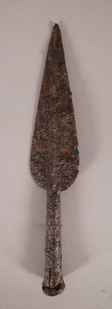 Circa 100BC-100AD. Celtic Iron Age leaf-shaped spear head at Whyte's Auctions