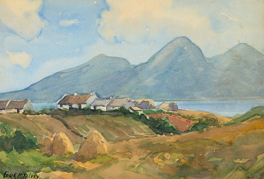 COTTAGES, WEST OF IRELAND by Frank McKelvey RHA RUA (1895-1974) at Whyte's Auctions