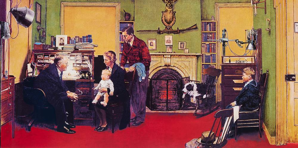 NORMAN ROCKWELL VISITS A FAMILY DOCTOR, 1947 by Norman Rockwell sold for 260 at Whyte's Auctions