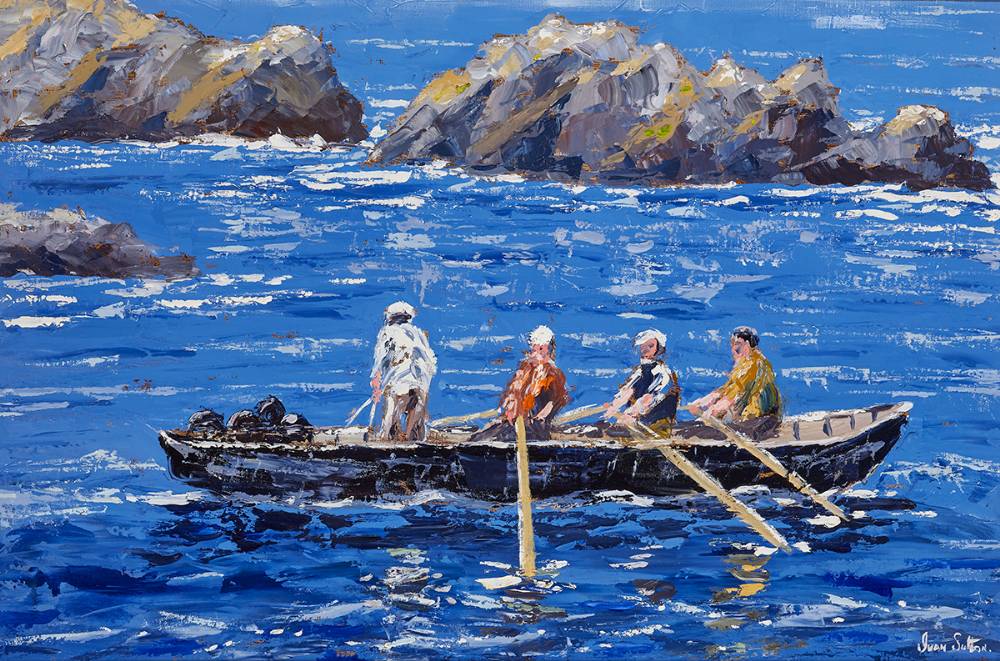 HAULING THE LOBSTER POTS, OFF BLASKET ISLANDS, COUNTY KERRY by Ivan Sutton (b.1944) at Whyte's Auctions