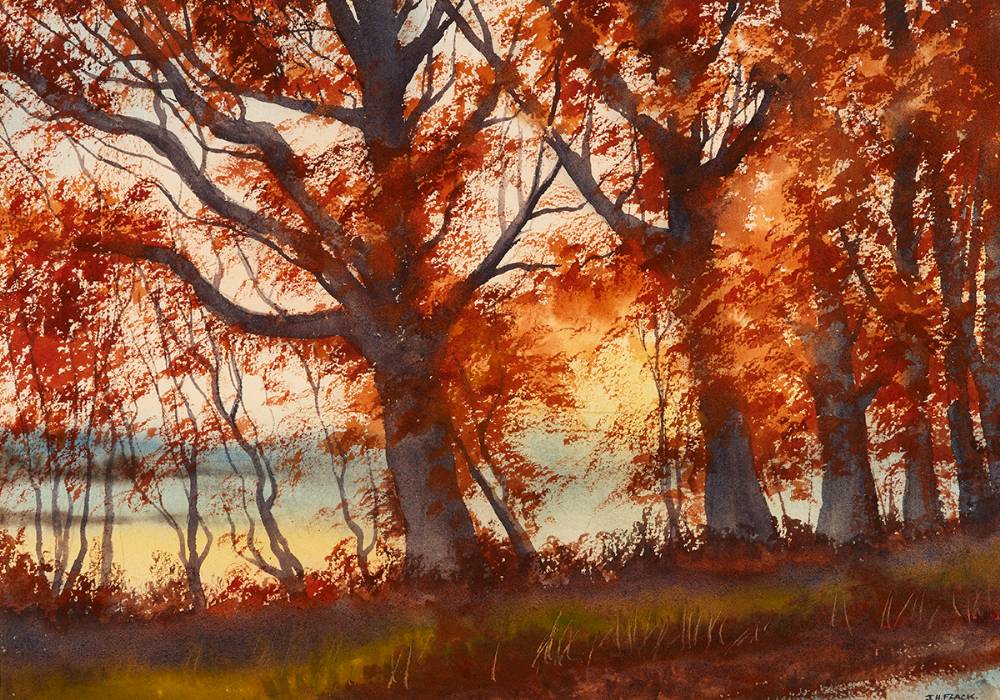 BEECH TREES IN AUTUMN, 1985 by James Hall Flack (1941-2018) at Whyte's Auctions