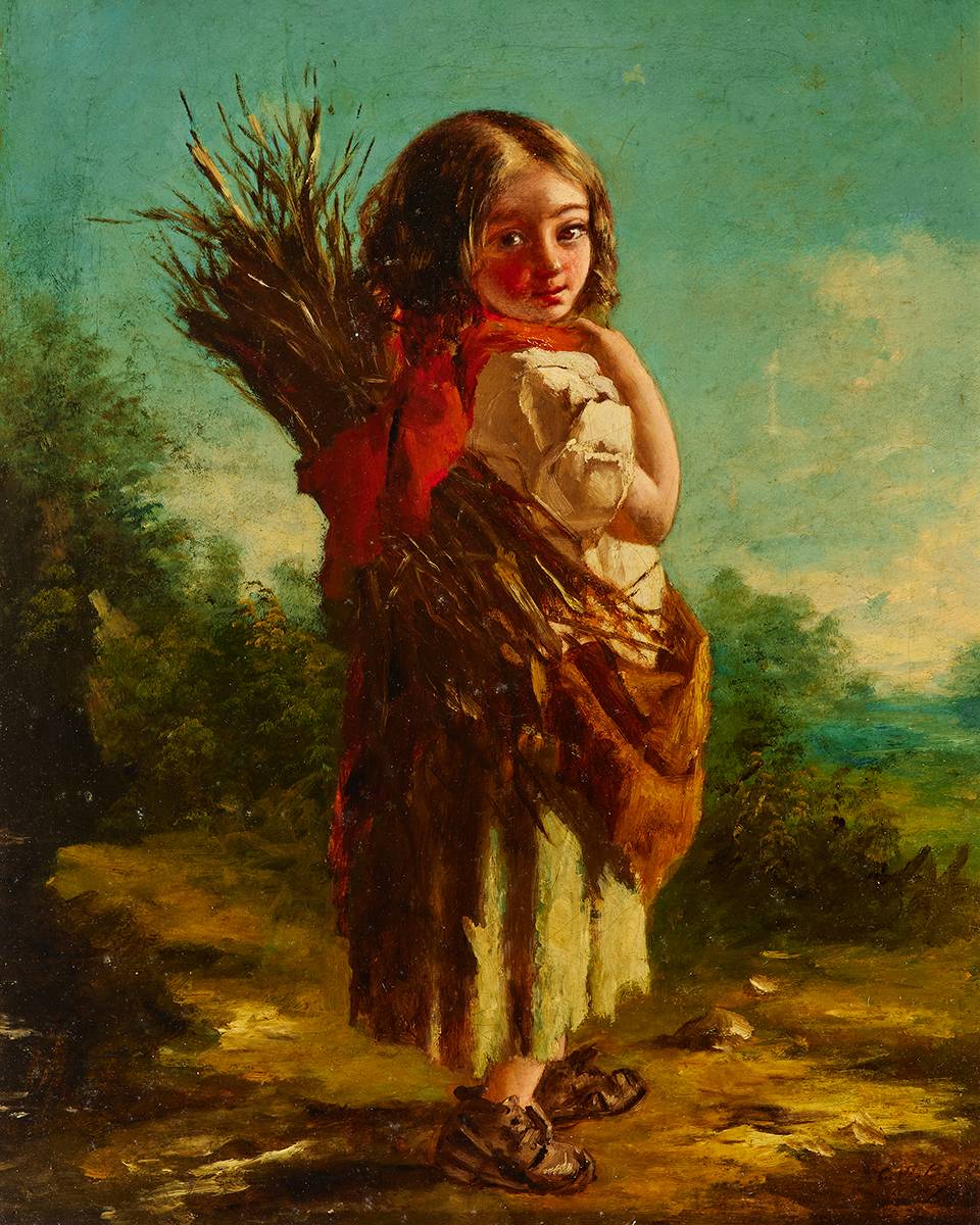 YOUNG GIRL WITH BUNDLE OF STICKS by Charles William Bragg (fl. 1855-1880) at Whyte's Auctions