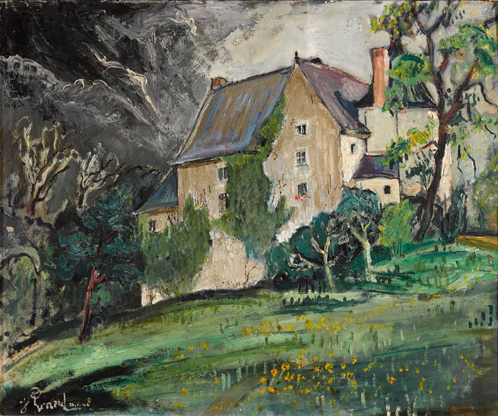 HOUSE IN A RURAL LANDSCAPE, 1946 by Yann Renard Goulet RHA (1914-1999) at Whyte's Auctions