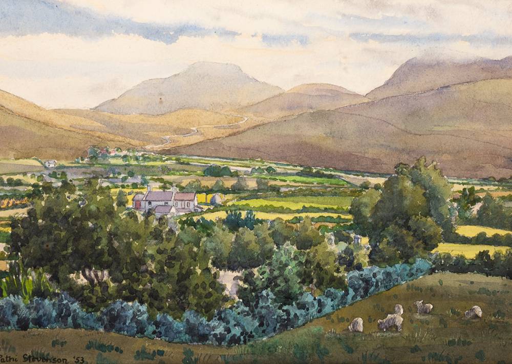 THE MOURNES FROM CLONDUFF, HILLTOWN, 1953 by Patric Stevenson PPRUA (1909-1983) at Whyte's Auctions