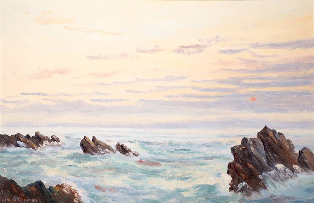 ROCKS AT BLACK CASTLE, WICKLOW TOWN by Stanley Pettigrew sold for 320 at Whyte's Auctions