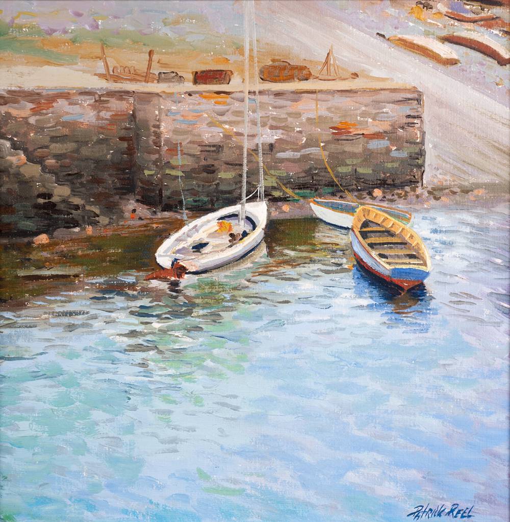 A QUIET CORNER OF THE HARBOUR, BALTIMORE, COUNTY CORK, 1989 by Patrick Reel sold for 270 at Whyte's Auctions