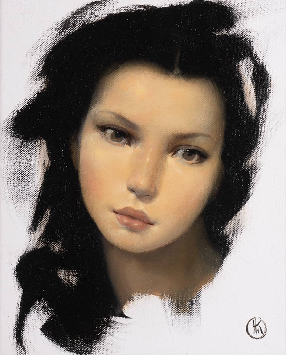 YOUNG WOMAN WITH BLACK HAIR by Ken Hamilton (b.1956) at Whyte's Auctions
