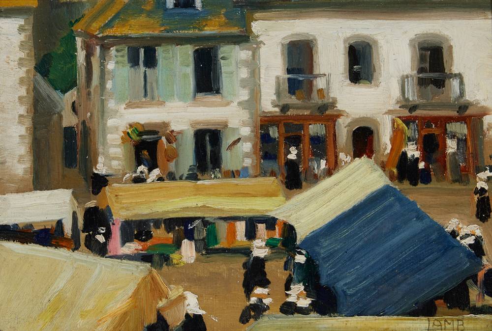 PONT-AVEN MARKET, BRITTANY by Charles Vincent Lamb sold for 3,200 at Whyte's Auctions
