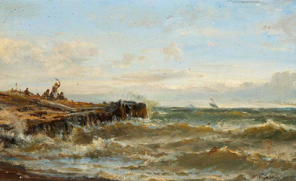 EARLY MORNING AFTER STORM, GORLESTON HARBOUR, NORFOLK by Edwin Hayes RHA RI ROI (1819-1904) at Whyte's Auctions