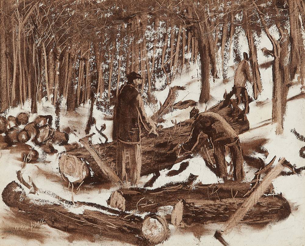GATHERING FIREWOOD by George Campbell RHA (1917-1979) at Whyte's Auctions
