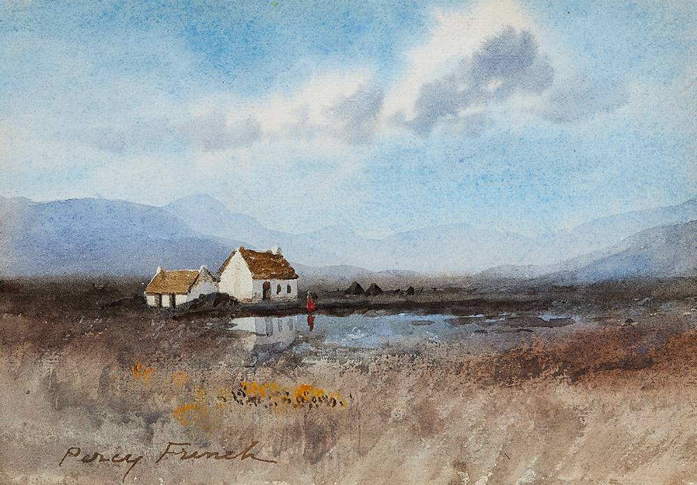 COTTAGE AND FIGURE IN BOG by William Percy French (1854-1920) at Whyte's Auctions