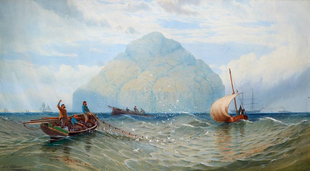 HAULING IN THE NETS BEFORE TORMORE, COUNTY DONEGAL by Anthony Carey Stannus sold for 1,350 at Whyte's Auctions