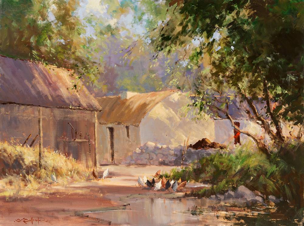 JULY EVENING, IRISH FARMSTEAD by George K. Gillespie RUA (1924-1995) at Whyte's Auctions