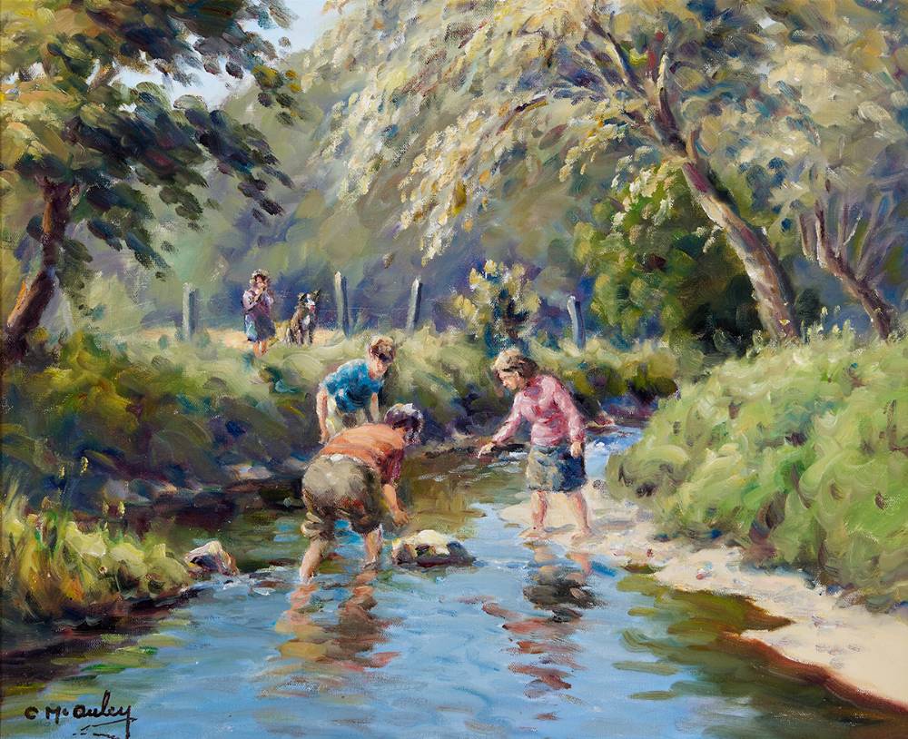 FIGURES BY A RIVER by Charles J. McAuley RUA ARSA (1910-1999) at Whyte's Auctions