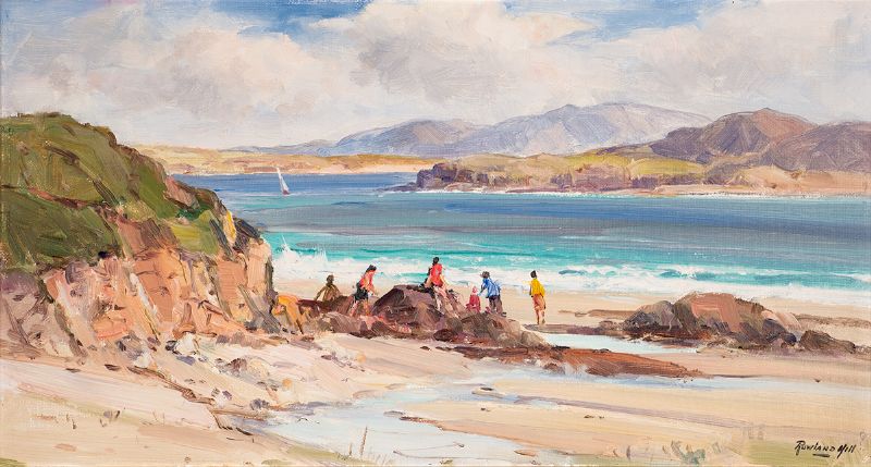 BEACH SCENE WITH FIGURES, WEST OF IRELAND by Rowland Hill sold for 400 at Whyte's Auctions