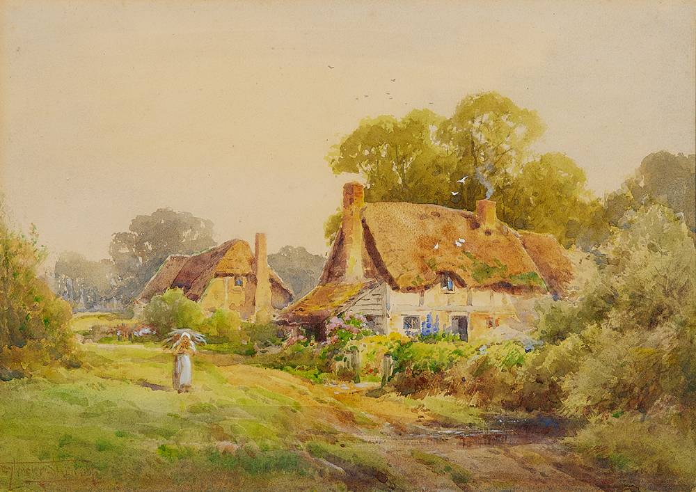 FIGURE AND COTTAGES by Henry John Sylvester Stannard RBA FRSA (British, 1870-1951) at Whyte's Auctions