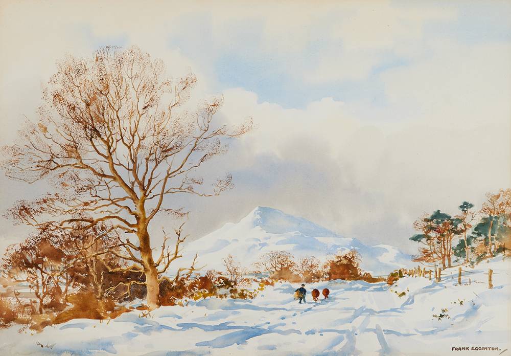 SNOW SCENE, MUCKISH FROM DOE, COUNTY DONEGAL by Frank Egginton RCA (1908-1990) at Whyte's Auctions