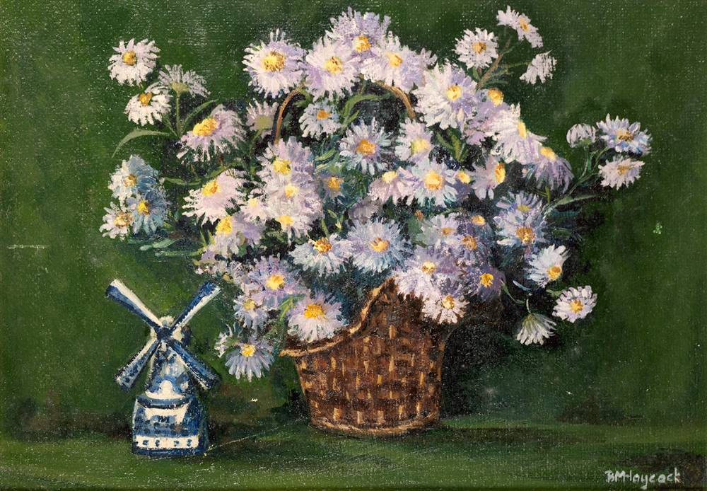 MICHAELMAS DAISIES IN A BASKET by Barbara Haycock  at Whyte's Auctions