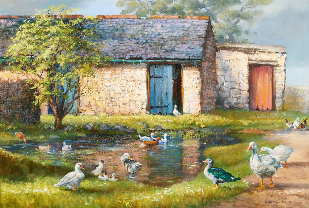 FARMYARD DUCK POND, 1998 by Susan Mary Webb (b.1962) at Whyte's Auctions