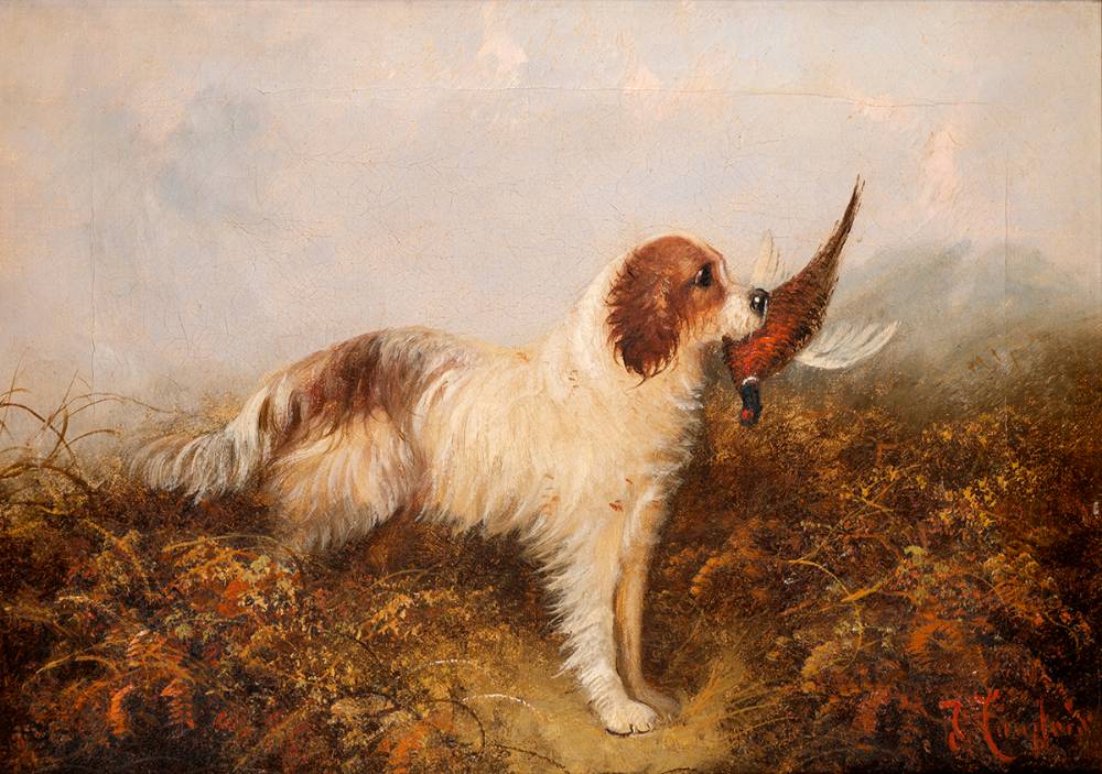 SPANIEL WITH PHEASANT by J. Langlois (c. 1855-1904) at Whyte's Auctions