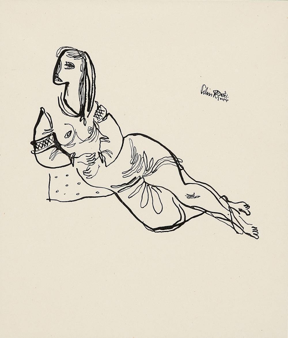 WOMAN RECLINING, 1944 by Colin Middleton MBE RHA RUA (1910-1983) at Whyte's Auctions
