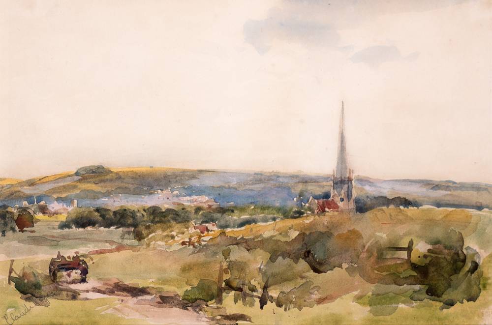VALLEY SCENE WITH CHURCH STEEPLE by Claude Hayes RI ROI (1852-1922) at Whyte's Auctions