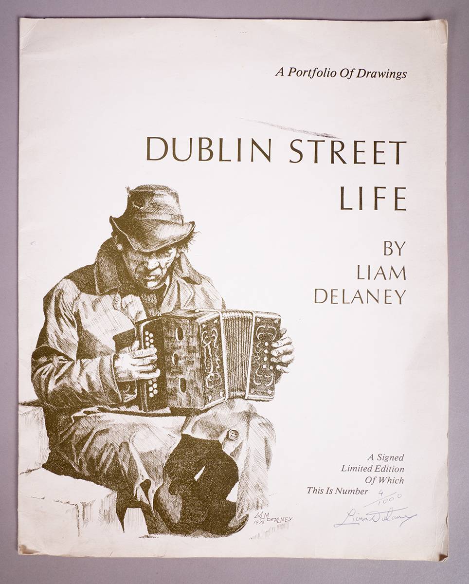DUBLIN STREET LIFE: A PORTFOLIO OF DRAWINGS [SET OF SEVEN] by Liam Delaney (b.1948) at Whyte's Auctions