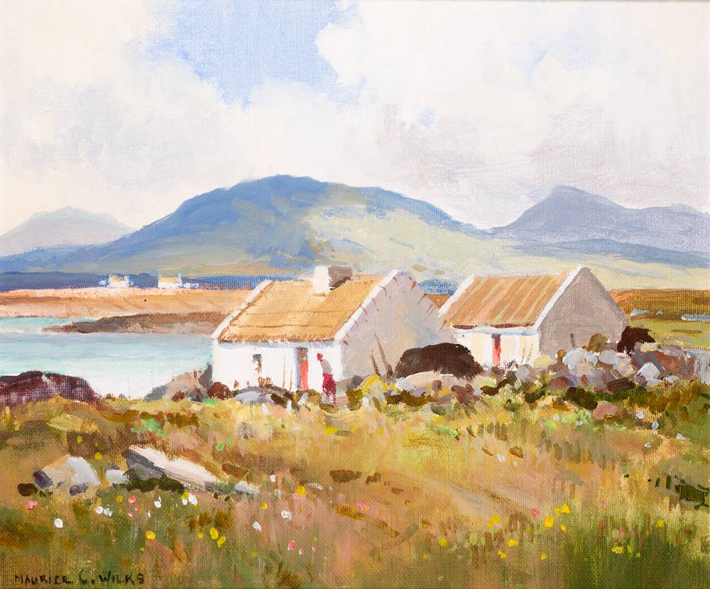 GALWAY COTTAGES, CLIFDEN, CONNEMARA by Maurice Canning Wilks RUA ARHA (1910-1984) at Whyte's Auctions