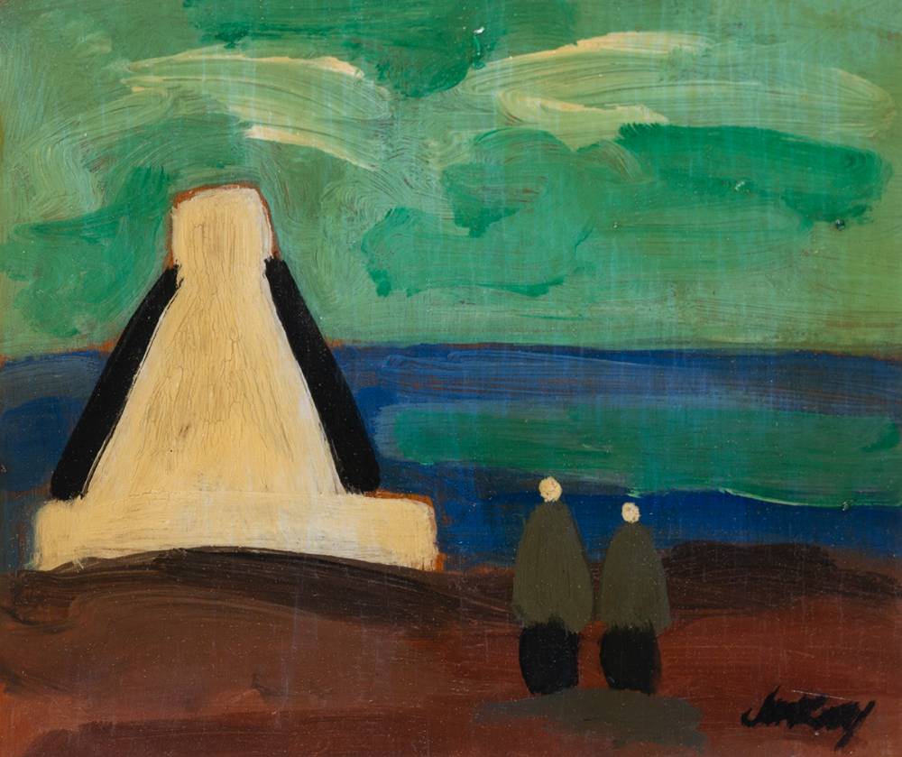 FIGURES AND COTTAGE by Markey Robinson (1918-1999) at Whyte's Auctions