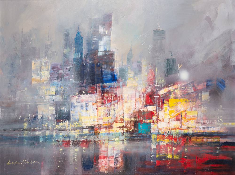 EVENING LIGHTS ON THE HUDSON, NEW YORK, 2023 by Colin Gibson (b.1948) at Whyte's Auctions