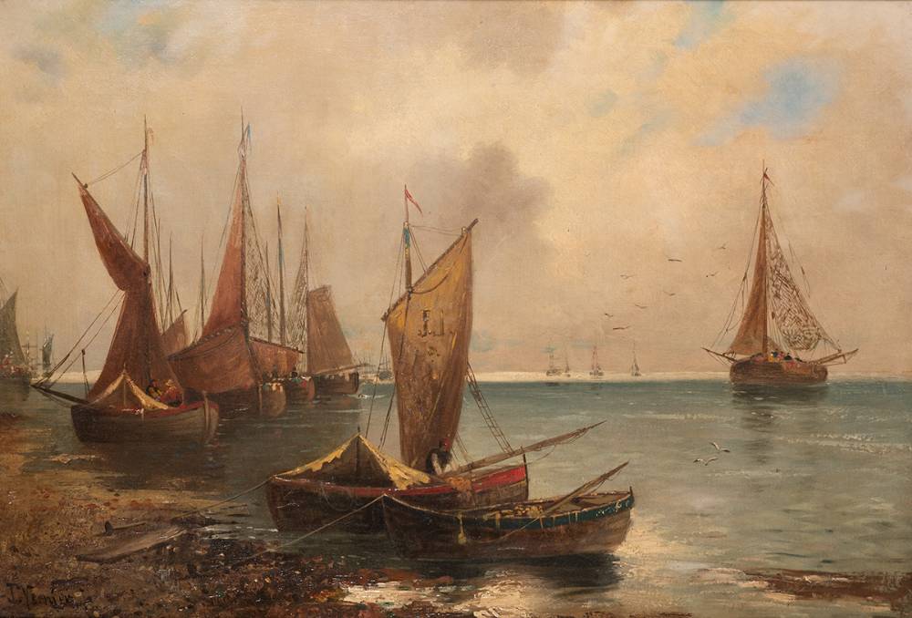 SHIPS AT SEA by Jules Vernier sold for 380 at Whyte's Auctions