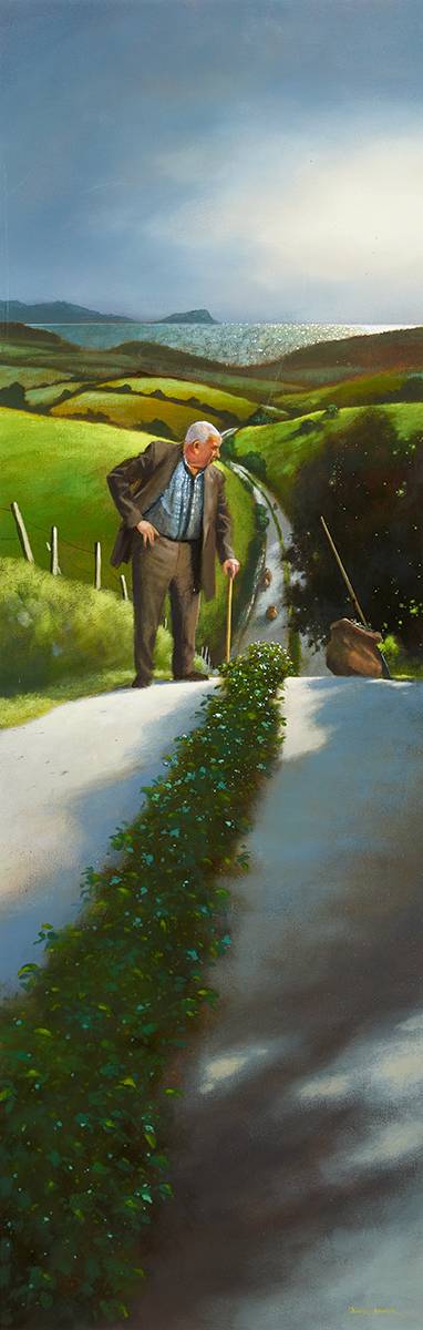 ELDERLY MAN ON A COUNTRY ROAD by Jimmy Lawlor sold for 1,900 at Whyte's Auctions